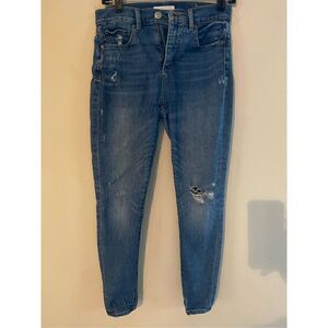 LOFT Women’s Size 26/2P High Rise Distressed Skinny Jeans Light Wash Denim